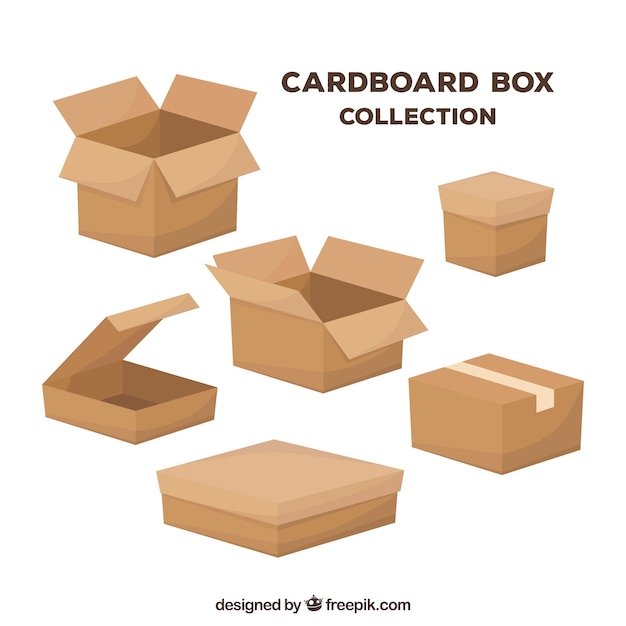 Free Vector set of cardboard boxes to shipping