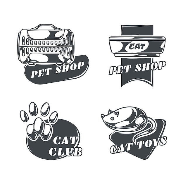 Free Vector set of cat's logos in vintage style