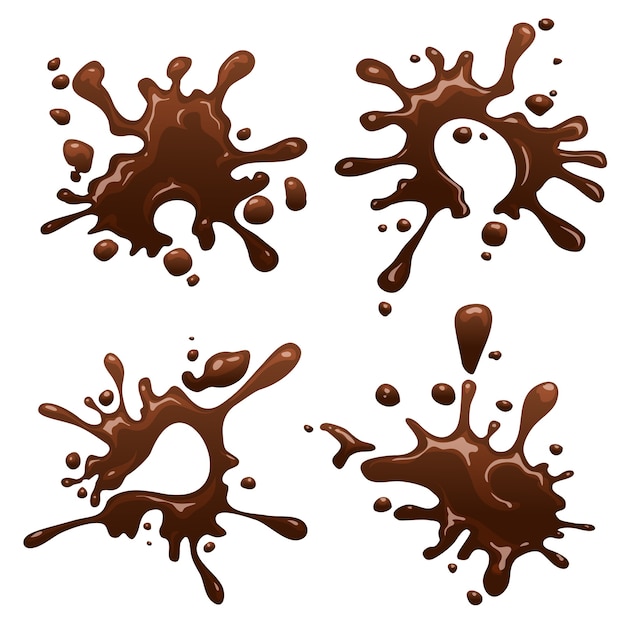 Free vector set of chocolate drops and blots. sweet and stain and shape.