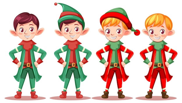 Free vector set of christmas cartoon characters