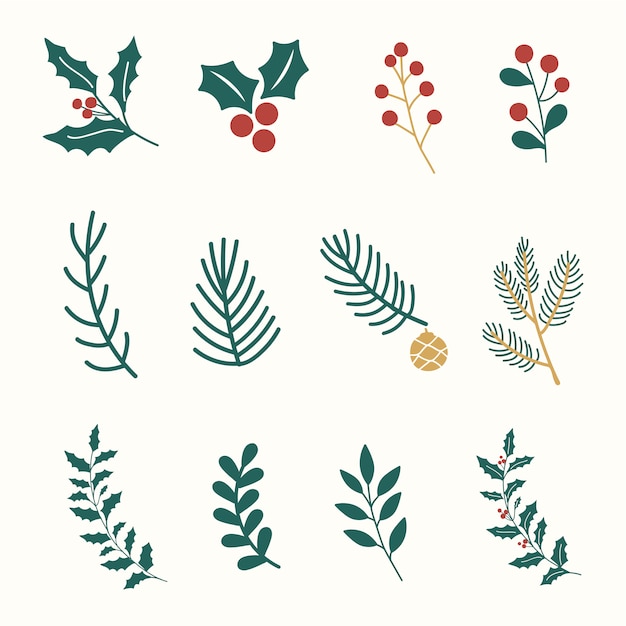 Free Vector set of christmas design elements vector