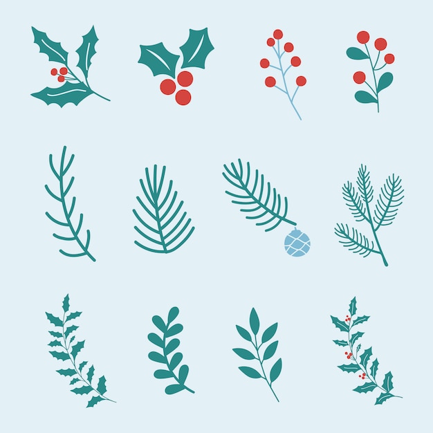 Free Vector set of christmas design elements vector