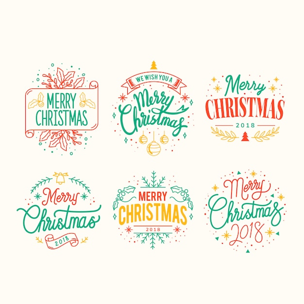 Free Vector set of christmas greeting badge