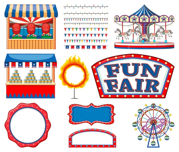 Free Vector set of circus items collection