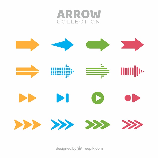 Free Vector set of colorful arrows to mark in flat style