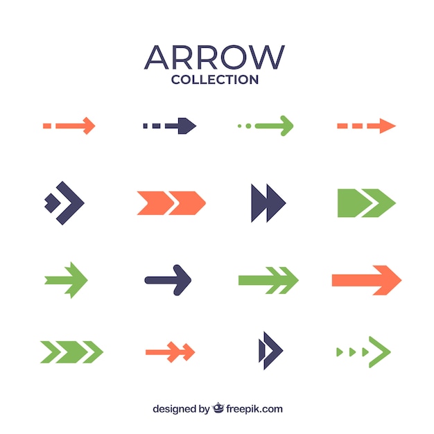 Free Vector set of colorful arrows to mark in flat style