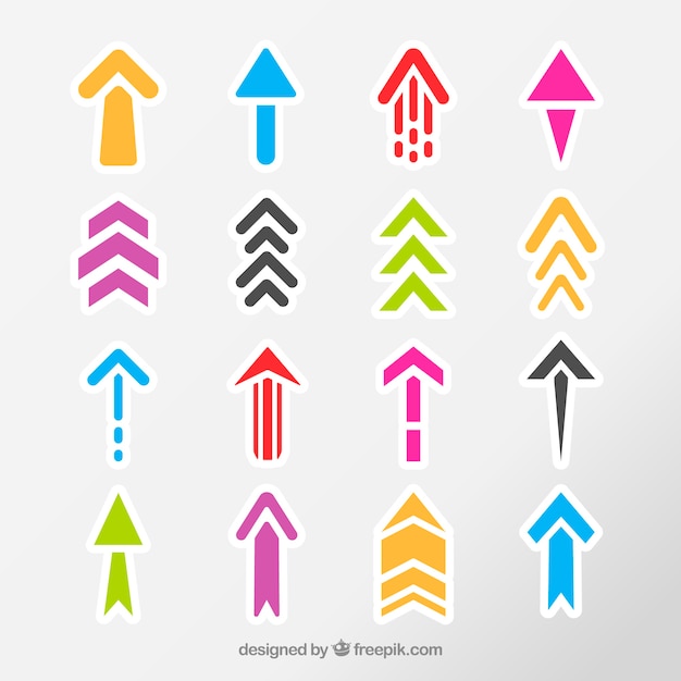 Set of colorful arrows to mark in flat style