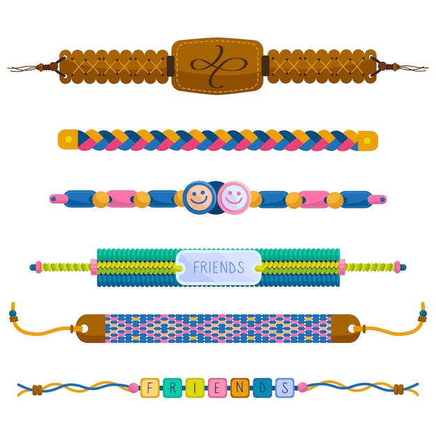 Free Vector set colorful friendship bands