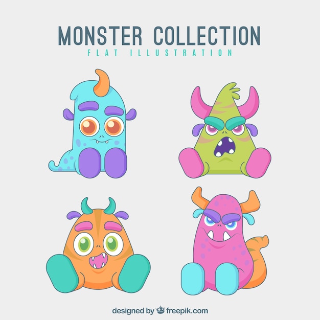 Free vector set of colorful monsters