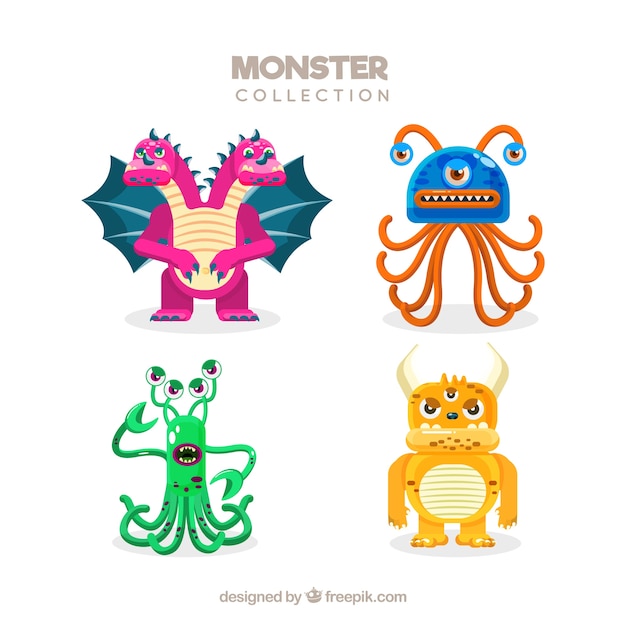 Free vector set of colorful monsters