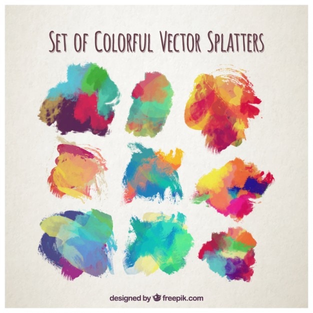 Free Vector set of colorful watercolor splashes