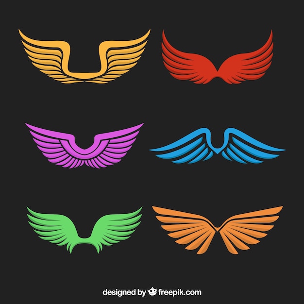 Free Vector set of colorful wings