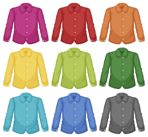 Free Vector set of colour collar shirt