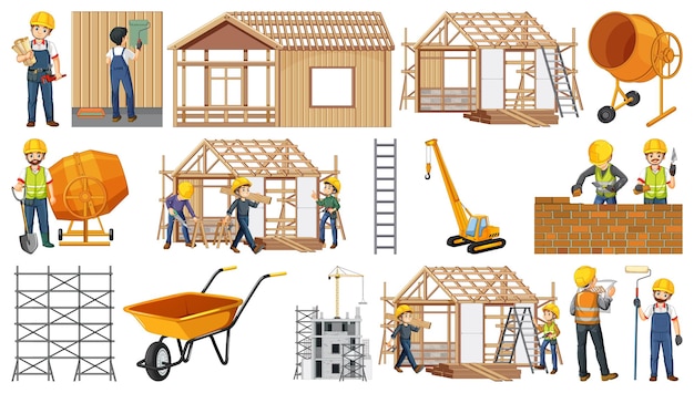 Free Vector set of construction site objects