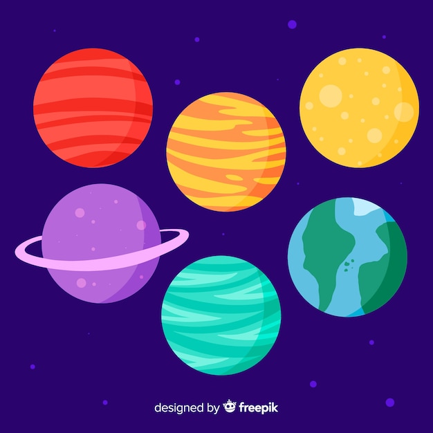 Set of cute hand drawn planets 