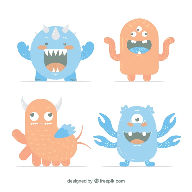 Free vector set of cute monsters character