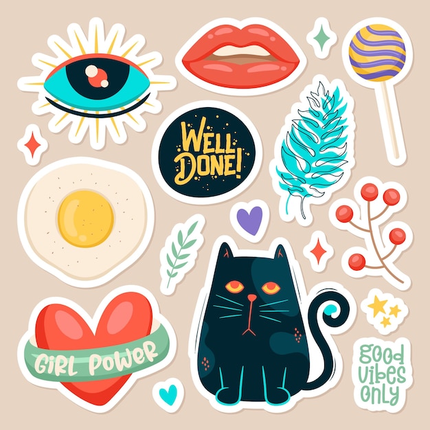 Free vector set of cute stickers