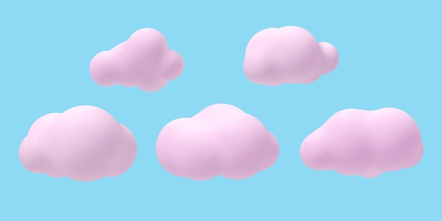 Free Vector set of d vector pink clouds