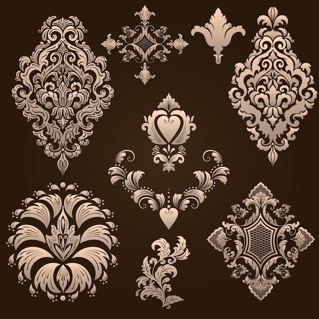 Free Vector set of damask ornamental elements