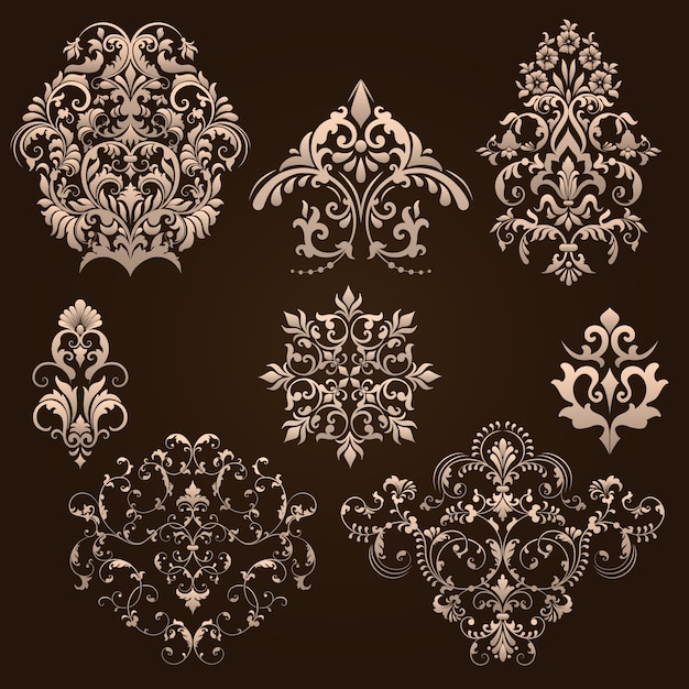 Free Vector set of damask ornamental elements