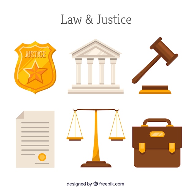 Free Vector set de elementos de derecho y justicia 