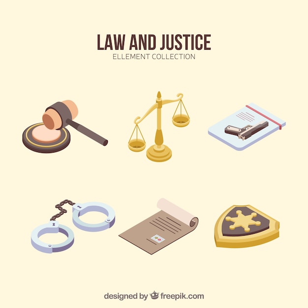 Free Vector set de elementos de derecho y justicia 