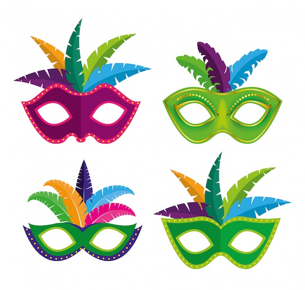 Free Vector set decoration of mardi gras festival