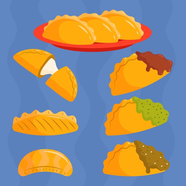 Free Vector set of delicious traditional empanada