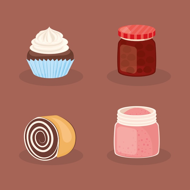 Free Vector set of dessert food