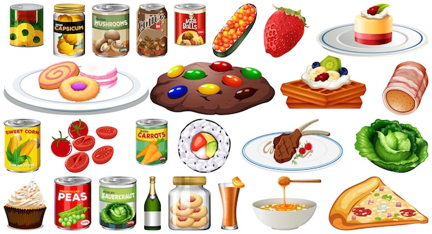 Set of different foods