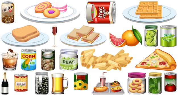 Set of different foods