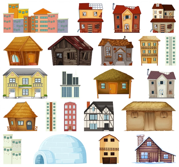 Free Vector set of different house