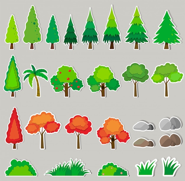 Free vector set of different kind of plants