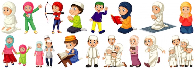 Set of different  people cartoon character  on white background