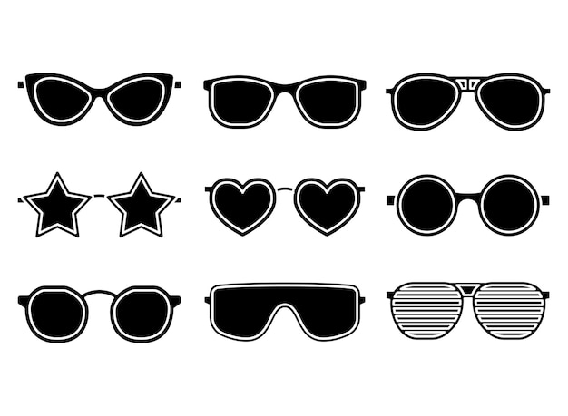 Free vector set of different style glasses glyph