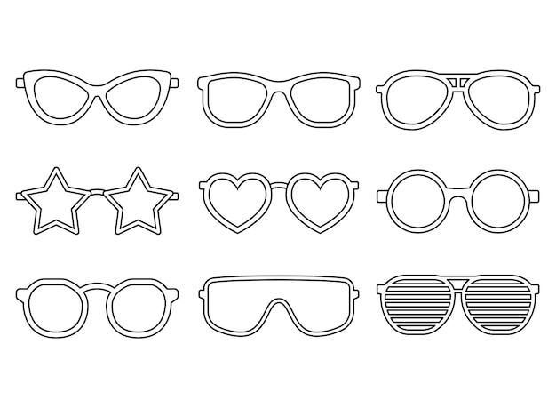 Free Vector set of different style glasses outline