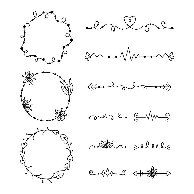 Set of different types of frame and dividers