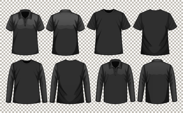 Free Vector set of different types of shirt in same color