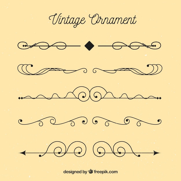 Free Vector set of different vintage ornaments 