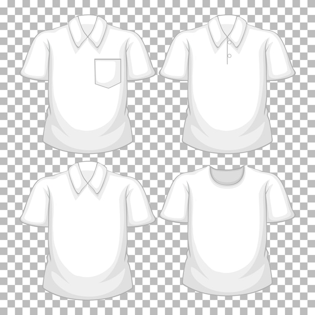 Free Vector set of different white shirts isolated on transparent background