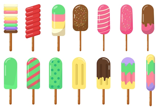 Free Vector set of the element ice cream stick collection