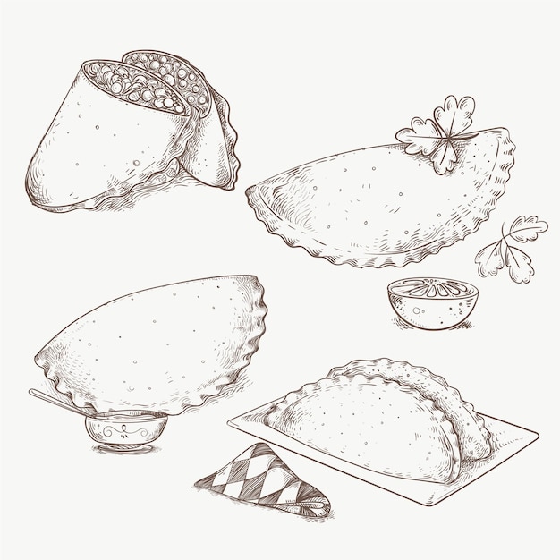 Free Vector set of empanadas