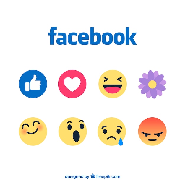 Free Vector set of facebook emoticons in flat style