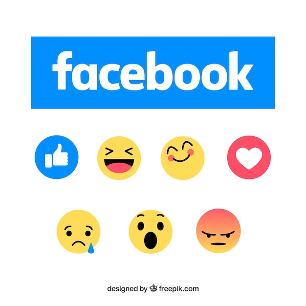 Free Vector set of facebook emoticons in flat style