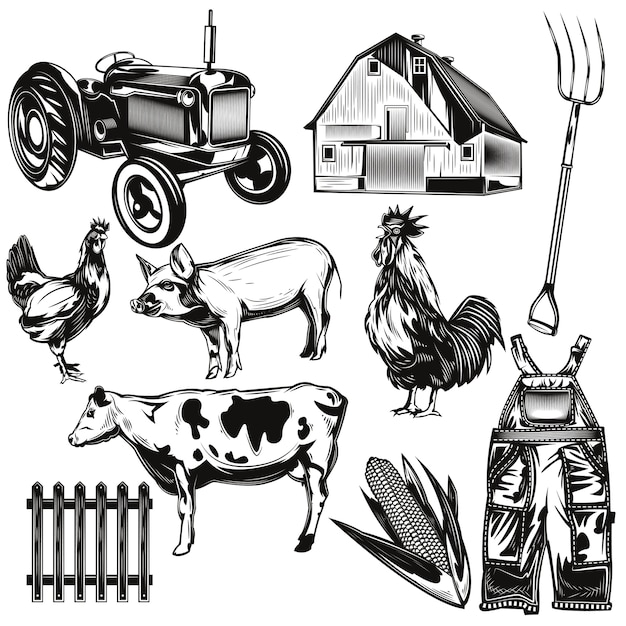 Free Vector set of farming elements