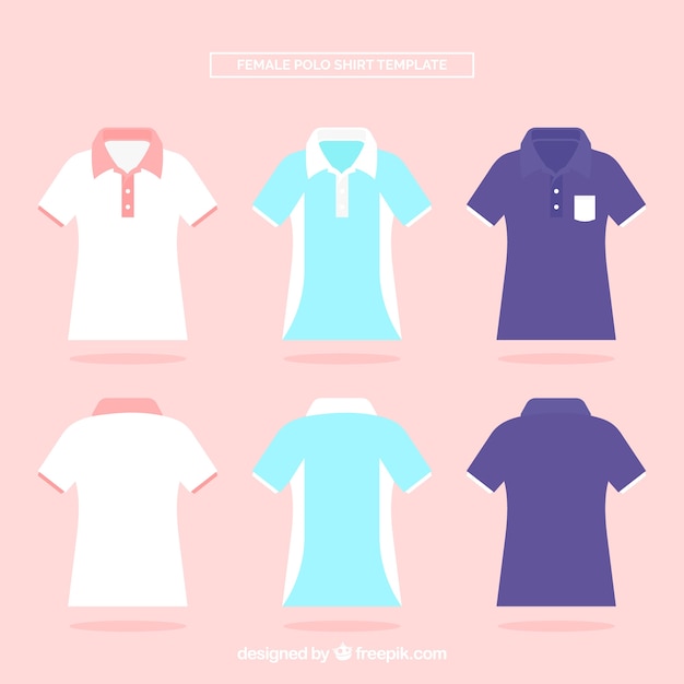 Free Vector set of female polo shirts