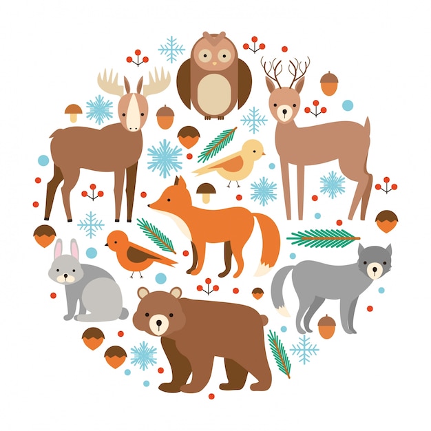 Free Vector set of flat animals