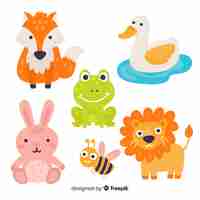 Free vector set of flat design cartoon animals