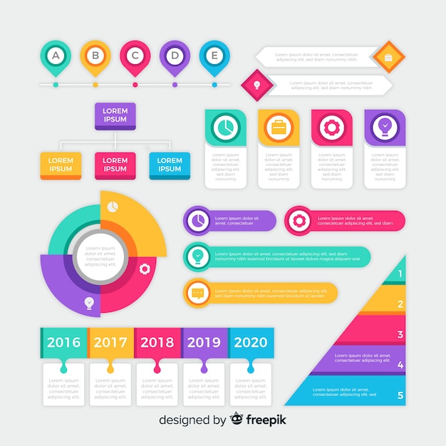 Free Vector set of flat design infographic elements