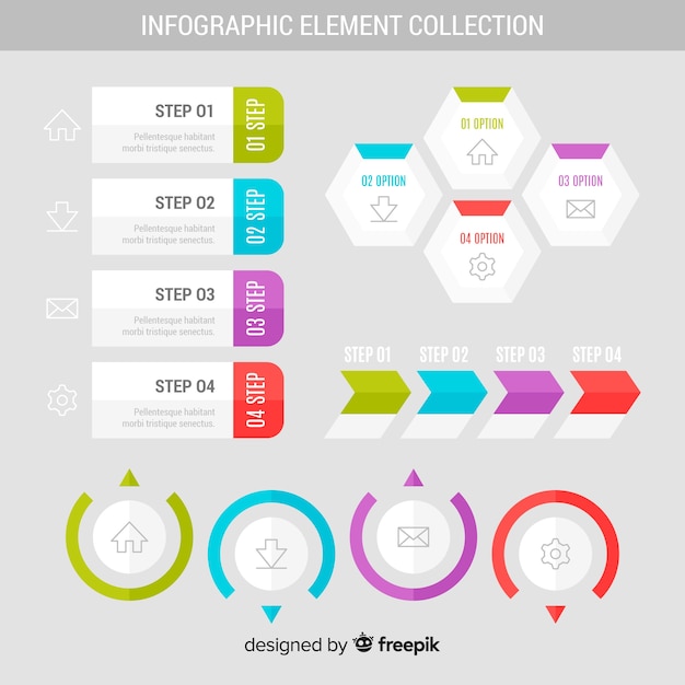 Free Vector set of flat infographic elements